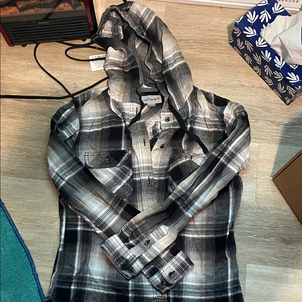 Carhartt Gray and Black Plaid Shirt